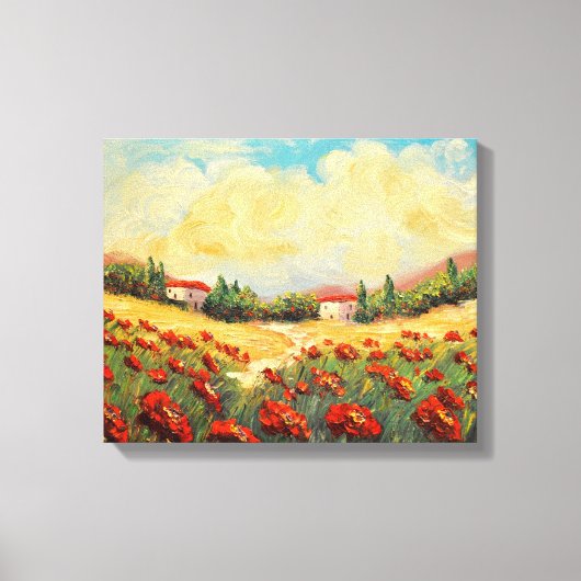 Frans land rode papavers impressionistische canvas afdruk (Voorkant)