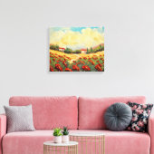 Frans land rode papavers impressionistische canvas afdruk (Insitu (Woonkamer))