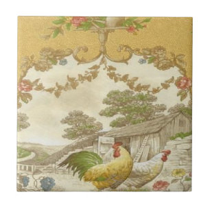  Frans land Rooster Hen Ceramic Tile Tegeltje