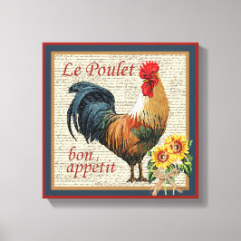Frans Land Rooster Le Poulet en Bon Appetit Canvas Afdruk