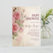 Frans Land  Rozen Baby shower Kaart (Staand voorkant)