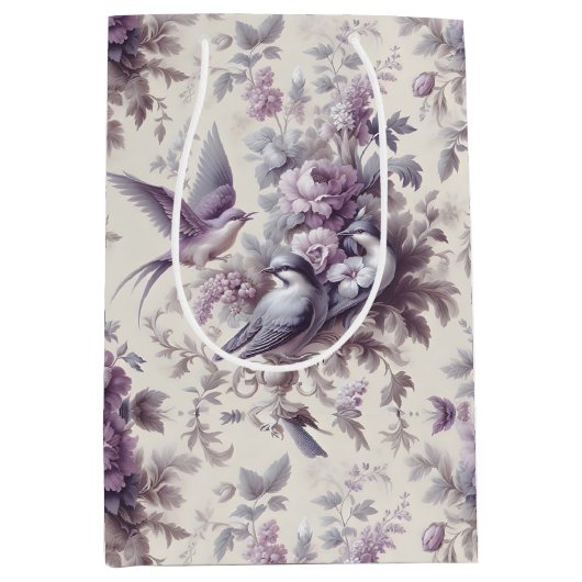 Frans land Toile Fleurie Vogels Medium Cadeauzakje (Voorkant)