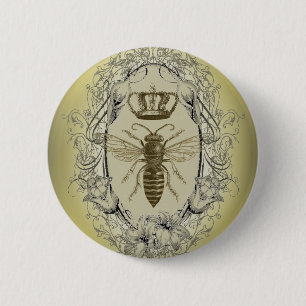 frans land Victoriaans kroon koningin bijen Ronde Button 5,7 Cm