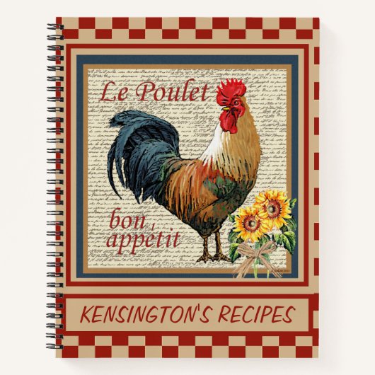  Frans landnummer Rooster Recipe Notitieboek (Voorkant)