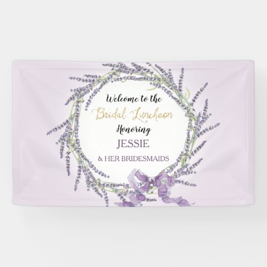Frans Lavender Floral Wreath Bridal Luncheon Spandoek (Horizontaal)