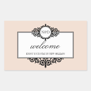 Frans lijst roze monogram uit de stad geschenkzak rechthoekige sticker