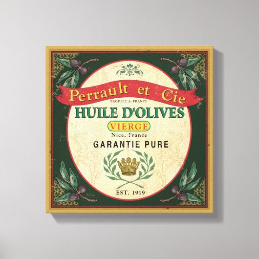 Frans Look Olijfolie Label Art Canvas (Voorkant)