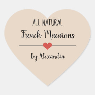 Frans Macarons beige script Hart Sticker