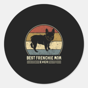 frans mam ooit retro frans bulldog hond mam ronde sticker