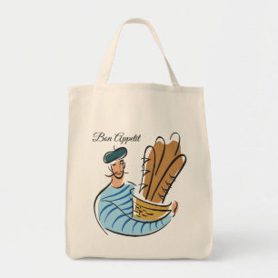 Frans Man Holding Basket of Baguettes Tote Bag