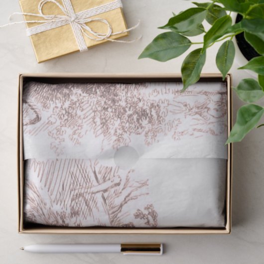 Frans meisje in landschapsveld tissuepapier (Geschenk)