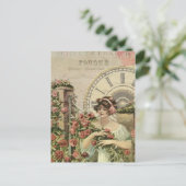 Frans Meisje Rozen Briefkaart (Staand voorkant)