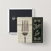 Frans Menu en Fork Vierkante Button 5,1 Cm (Voorkant /achterkant)