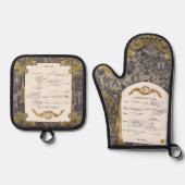 Frans Menu Oven Mitt en Pot Holder Set (Voorkant)