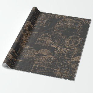 Frans meubelschrift op zwart cadeaupapier