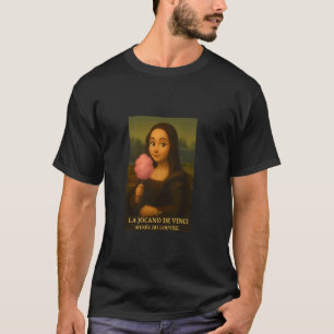 Frans Mona Lisa Concept Cartoon Kunst Eet Snoep T-shirt