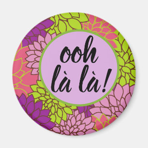 Frans Ooh la la! Bloem Magnet Roze Groen Paars Magneet