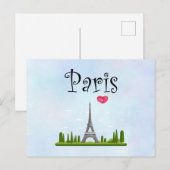 Frans Parijs met Eiffeltoren Briefkaart (Voorkant / Achterkant)