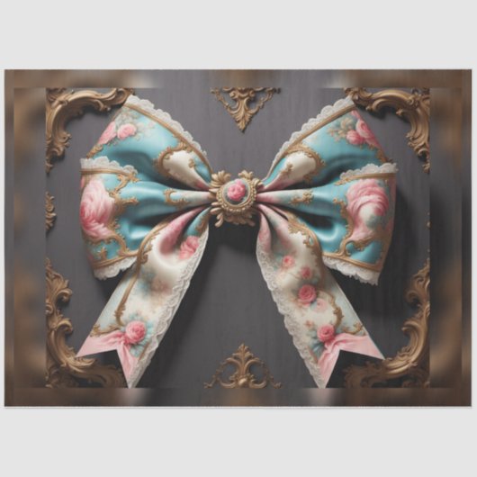 Frans Parijse Rococo Bow Decoupage Papier (Voorkant)