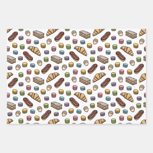 Frans Pastries Sweet Macaron Pattern Inpakpapier Vel (Voorkant)