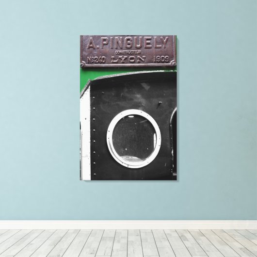 Frans Plaque 1909 Steam Engine Canvas (Insitu (Houten vloer))