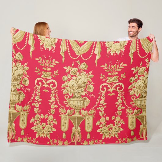 FRANS-PLATTELANDSPATROON, STROOMVAL, ROZEN FLEECE DEKEN (In situ)