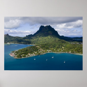 Frans-Polynesië, Bora Bora. Uitzicht van de lucht Poster