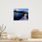Frans-Polynesië, Moorea. Vrouw die geniet van uitz Poster (Keuken)