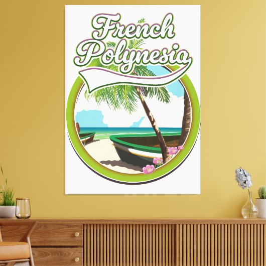 Frans-Polynesië reizen logo. Canvas Afdruk (Insitu (Woonkamer))