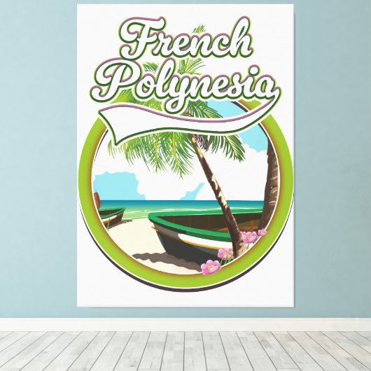 Frans-Polynesië reizen logo. Canvas Afdruk (Insitu (Houten vloer))