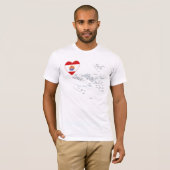 Frans-Polynesië Vlag hart en kaart T-shirt (Voorkant volledig)