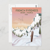 Frans poster Pyrénées Ski Briefkaart (Voorkant / Achterkant)