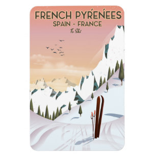 Frans poster Pyrénées Ski Magneet