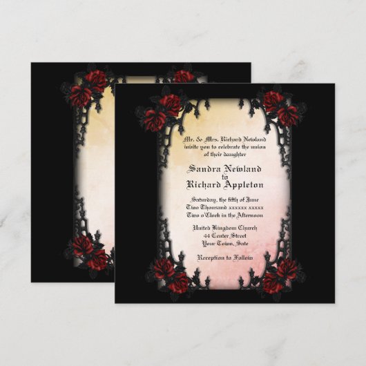 Frans Quarter Victoriaans/Gothic Theme Wedding Kaart (Voorkant / Achterkant)