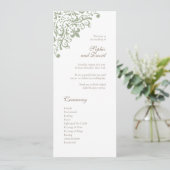 Frans Regency Green Fleur de Lis Pattern Wedding Programma (Staand voorkant)