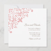 Frans Regency Pink Fleur de Lis Square Wedding Bedankkaart (Achterkant)