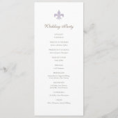 Frans Regent Paars Fleur de Lis Pattern Wedding Programma (Achterkant)