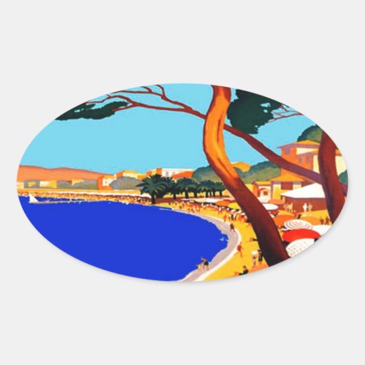  Frans reisbureau Cote D'Azur Ovale Sticker (Voorkant)