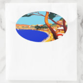  Frans reisbureau Cote D'Azur Ovale Sticker (Tas)