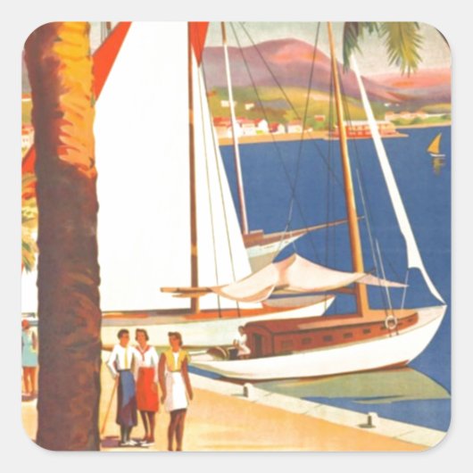  Frans reisbureau Cote D'Azur Vierkante Sticker (Voorkant)