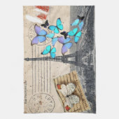 Frans Reizen Vlinder Paris Eiffeltoren Theedoek (Verticaal)