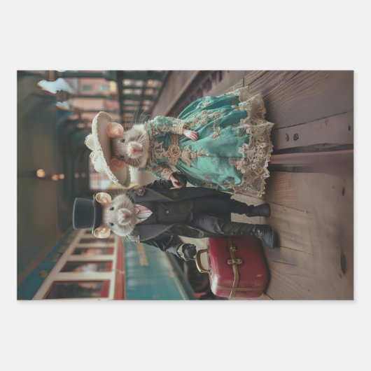  Frans Reizende Muizen Decoupage Inpakpapier Vel (Voorkant 3)