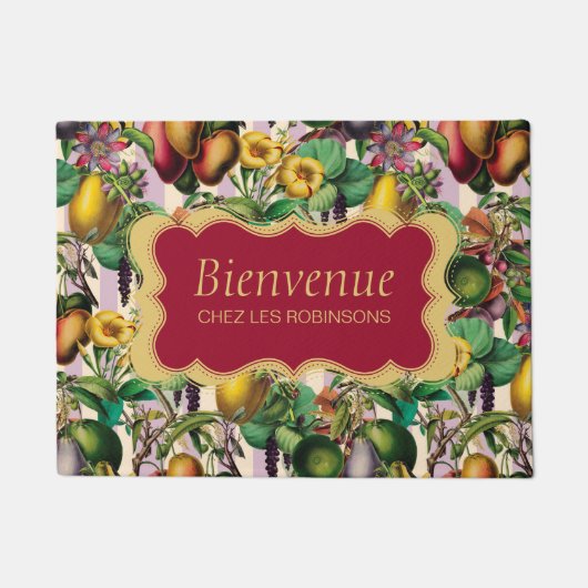 Frans Retro Floral Bienvenue Deurmat (Voorkant)