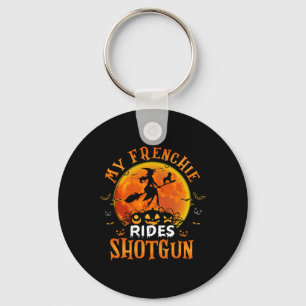 Frans Rides Shotgun Franse Bulldog Lover Hallow Sleutelhanger