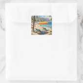 Frans Riviera Beach Vierkante Sticker (Tas)