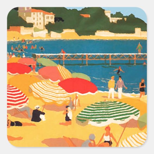  Frans Riviera Beach Vierkante Sticker (Voorkant)