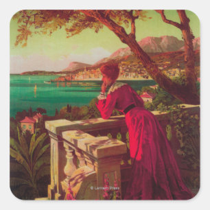 Frans Riviera Travel poster # 2 Vierkante Sticker