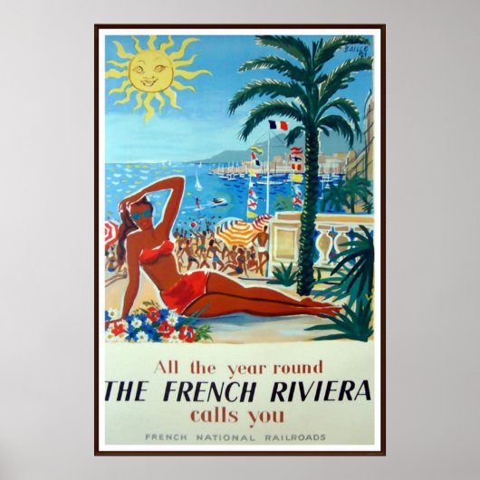 Frans Riviera Vintage Travel Poster (Voorkant)