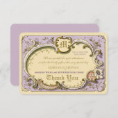 Frans Rococo Elegant Lijst Antiek Gold Lila Bedankkaart (Voorkant / Achterkant)