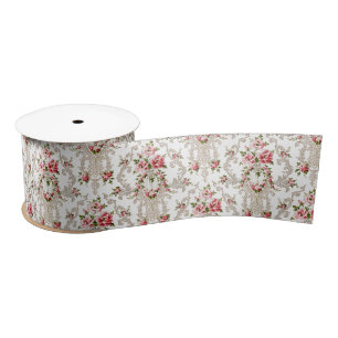 Frans Rococo Floral-White Achtergrond Lint